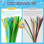 1200 Pcs Chenille Pipe Cleaners for Crafts – 24 Assorted Colors Fuzzy Sticks, DIY Art Supplies for Kids, Classroom Projects & Decorations