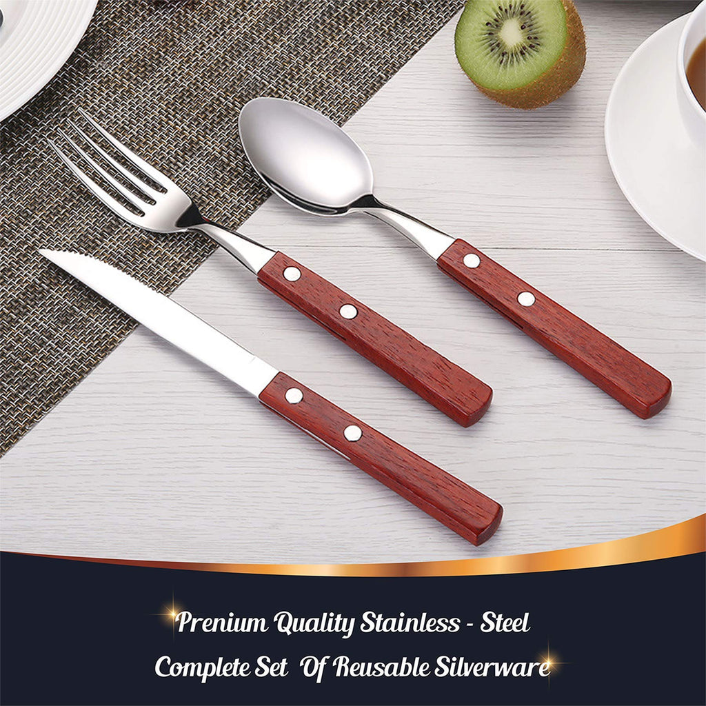 PREMIUM Stainless Steel Travel Utensils Set with Case, 3pc Full Size Fork