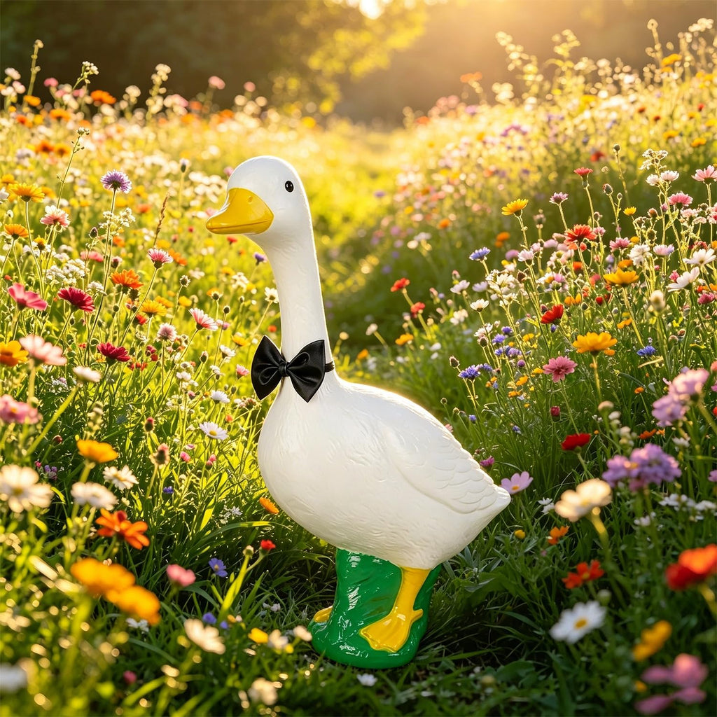 23 Inch White Large Goose Garden Statue, Plastic Geese Figurine