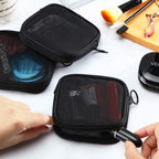 Buy now Weewooday 4 Pcs Mesh Makeup Bag Mesh Cosmetic Bag Travel Toiletry Pouch with Zipper Mini Makeup Cosmetic Purse for Daily Accessory(Small,Black) at indiglob india