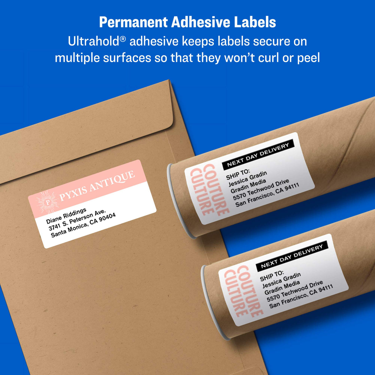 Avery Printable Shipping Labels with Sure Feed, 3-1/3" x 4", White, 150 Blank Mailing Labels (5264)