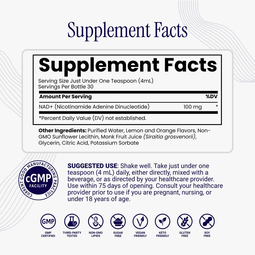 Rho Nutrition Liposomal NAD+ Liquid Supplement | High Absorption Formula, Active NAD+, Cellular Health, Healthy Aging & Energy Metabolism, 30 Servings