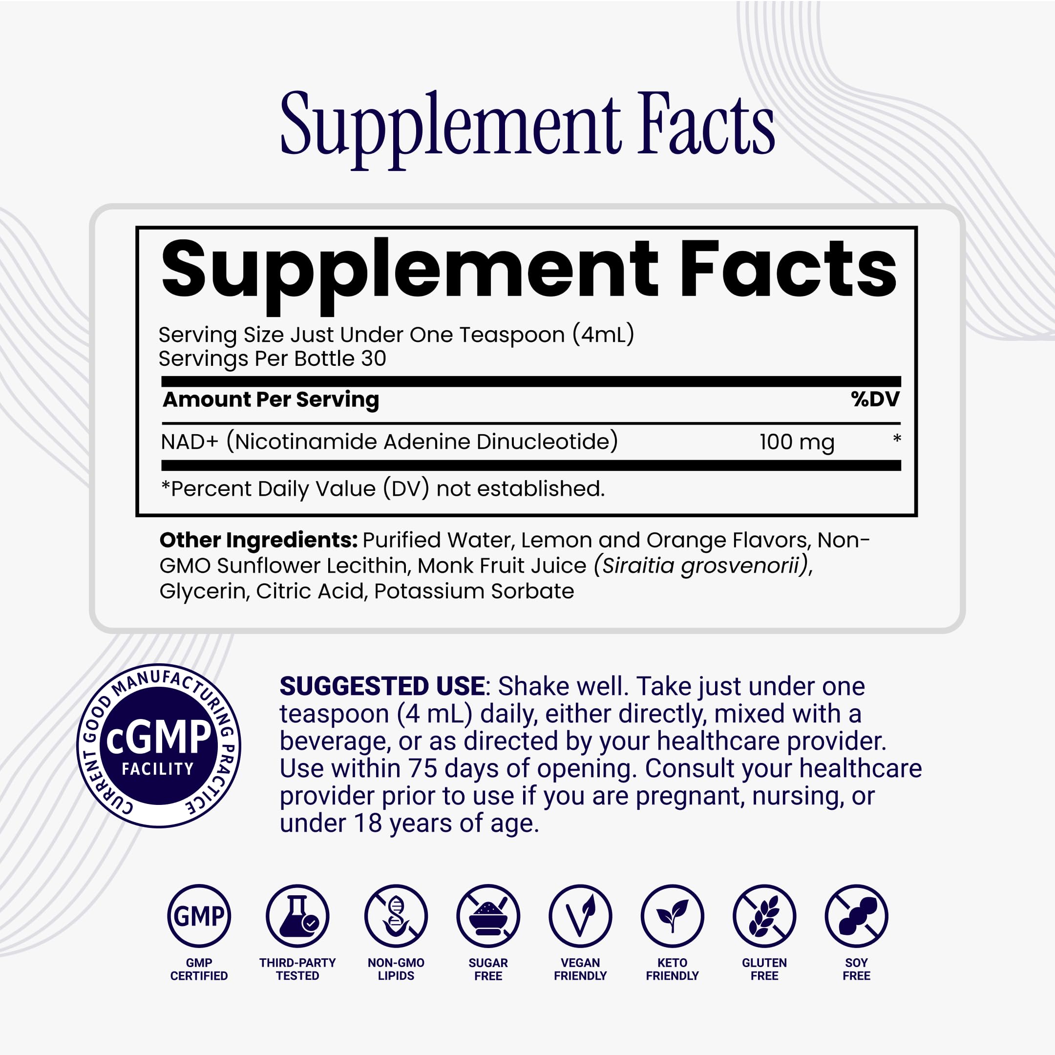 Rho Nutrition Liposomal NAD+ Liquid Supplement | High Absorption Formula, Active NAD+, Cellular Health, Healthy Aging & Energy Metabolism, 30 Servings