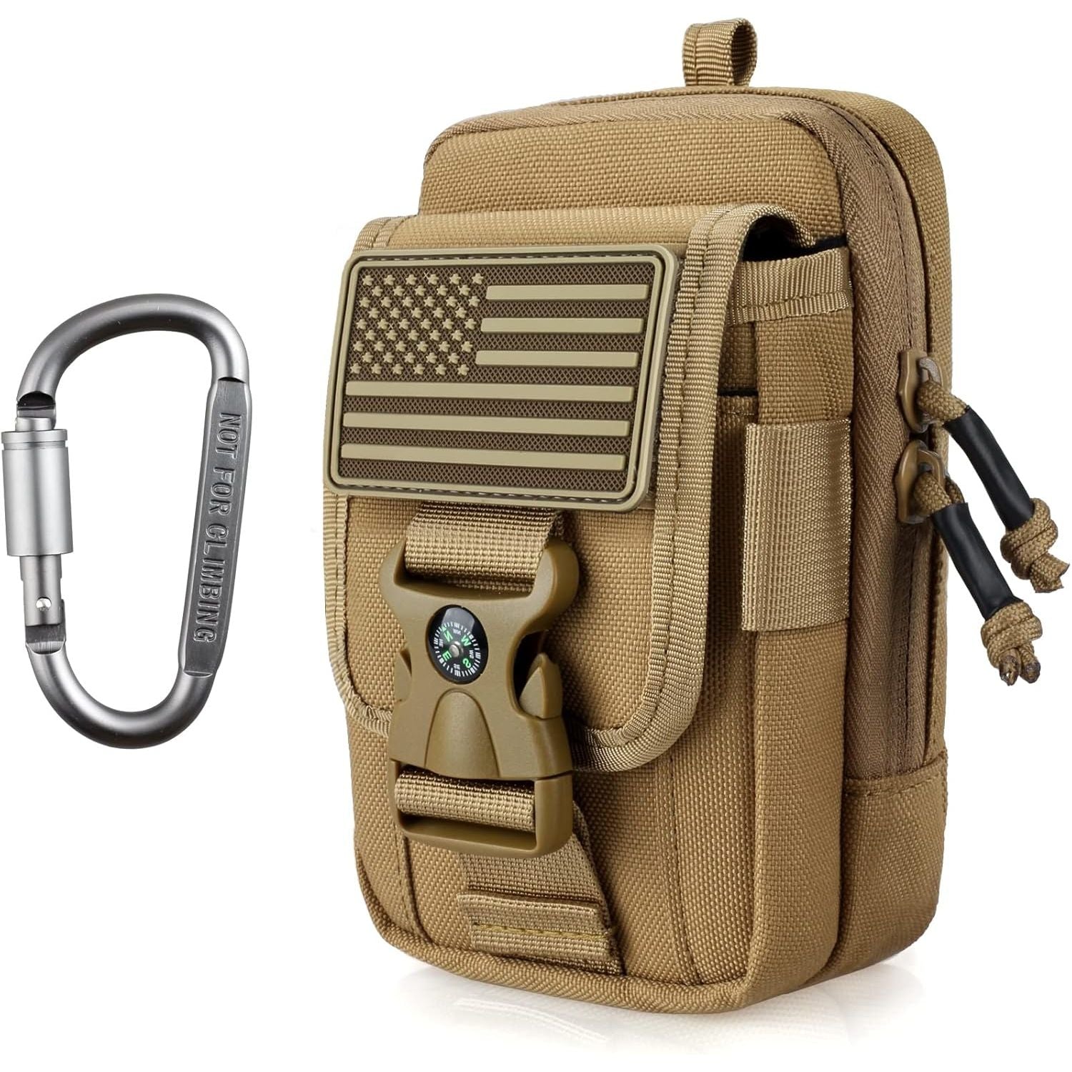 Buy now WYNEX Tactical Compass Phone Pouch, Large Molle Smartphone Holster Case Double Capacity Small Utility EDC Pouch with Compass Buckle and Carabiner Khaki at indiglob india
