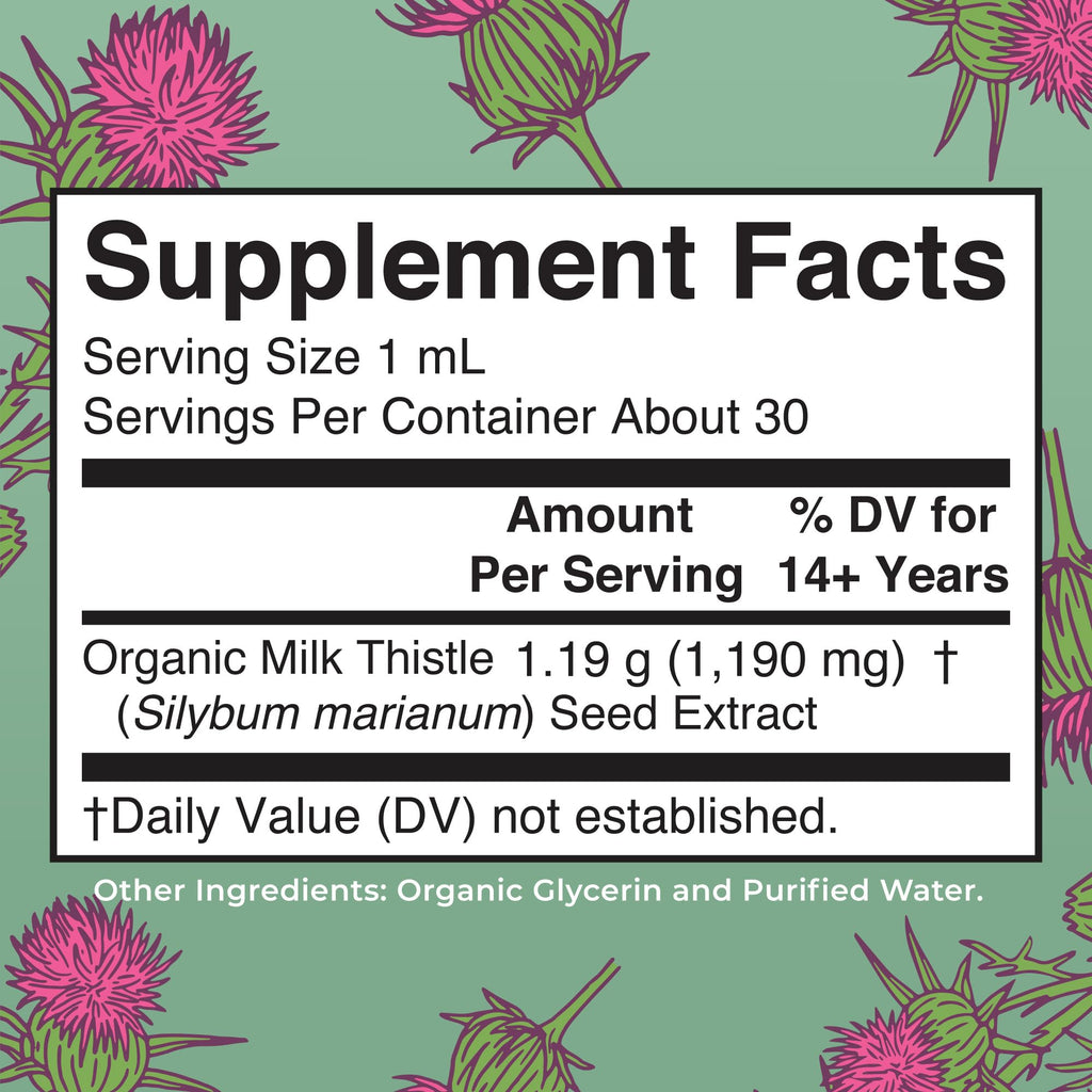 MARYRUTH'S USDA Organic Milk Thistle Seed Liquid Extract Drops, 1 fl oz