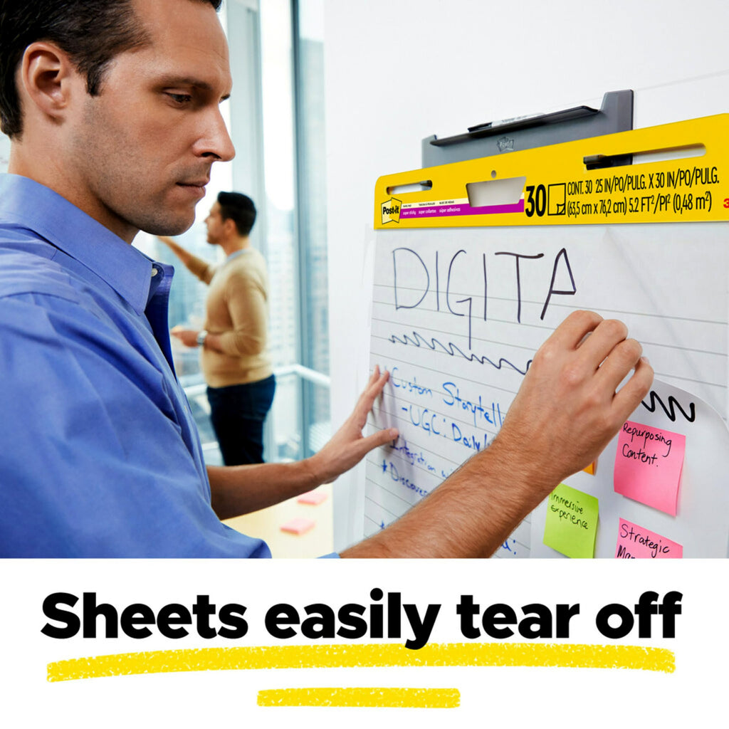 Post-it Super Sticky Easel Pad, 25 x 30 in, White Lined, 2 Pads