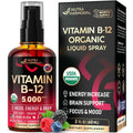 USDA Organic Vitamin B12 Sublingual Drops - Methylcobalamin 5000 mcg - 2 Oz | Vitamin B12 for Women & Men - Energy Boost, Focus & Brain Support - Bioavailable - Berry Flavor, Sugar-Free - 60-Day Supply