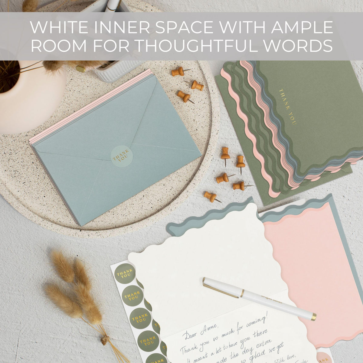 ZICOTO Beautiful Thank You Cards Set of 30 With Envelopes and Stickers