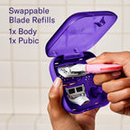 Flamingo Travel Razor Kit for Women - Body & Pubic Razor - Mini Handle, 2 Blade Refills, 1 Travel Size Foaming Shave Gel & Vented Case - TSA Approved Essentials