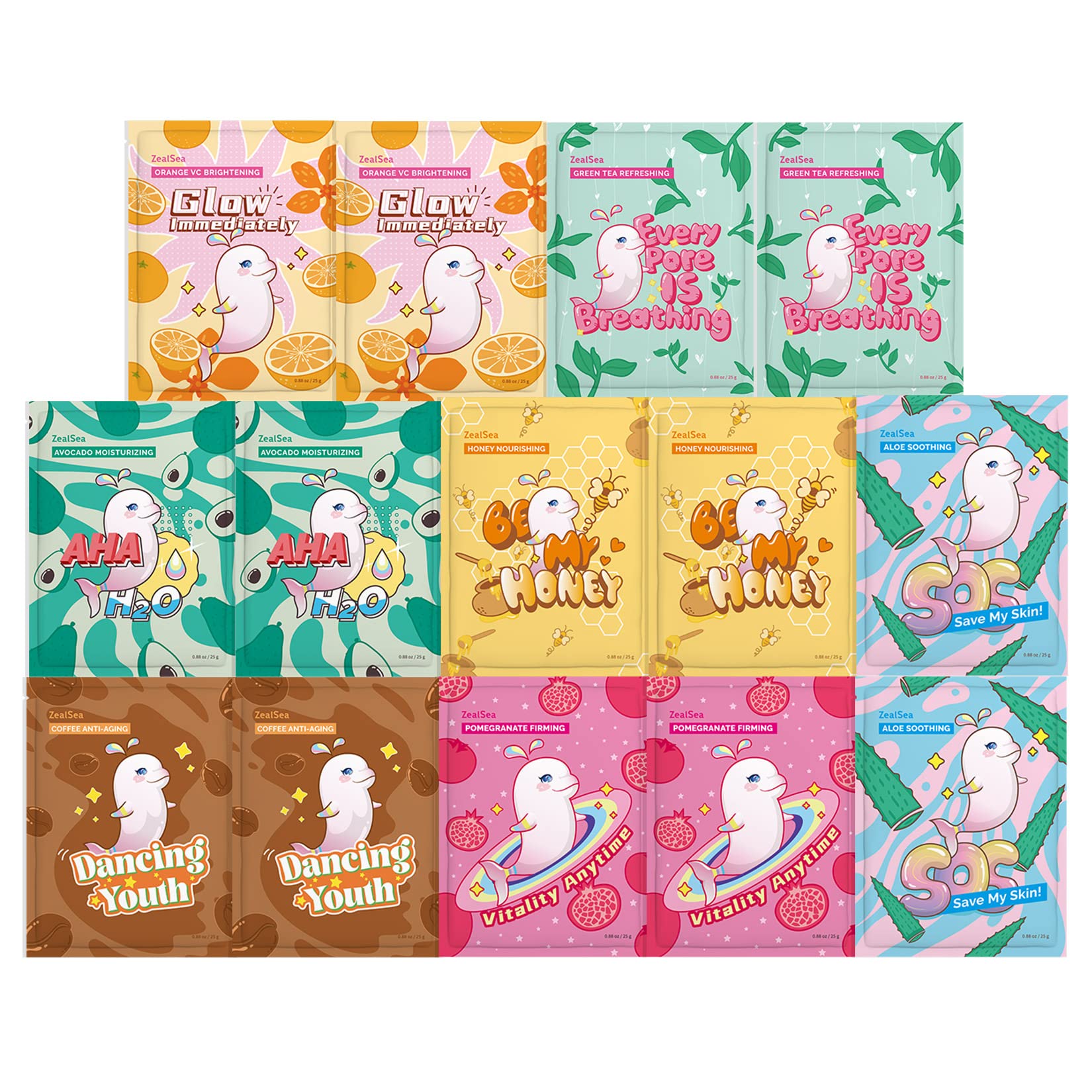 ZealSea Face Mask Skincare Facial Sheet Mask Spa Gifts for Kids Girls Women | 7Days Variety Self Care Set, Deep Hydrating & Glow, Gentle on All Skin Types, Fun Sleepover Slumber Party for Teens, Birthday
