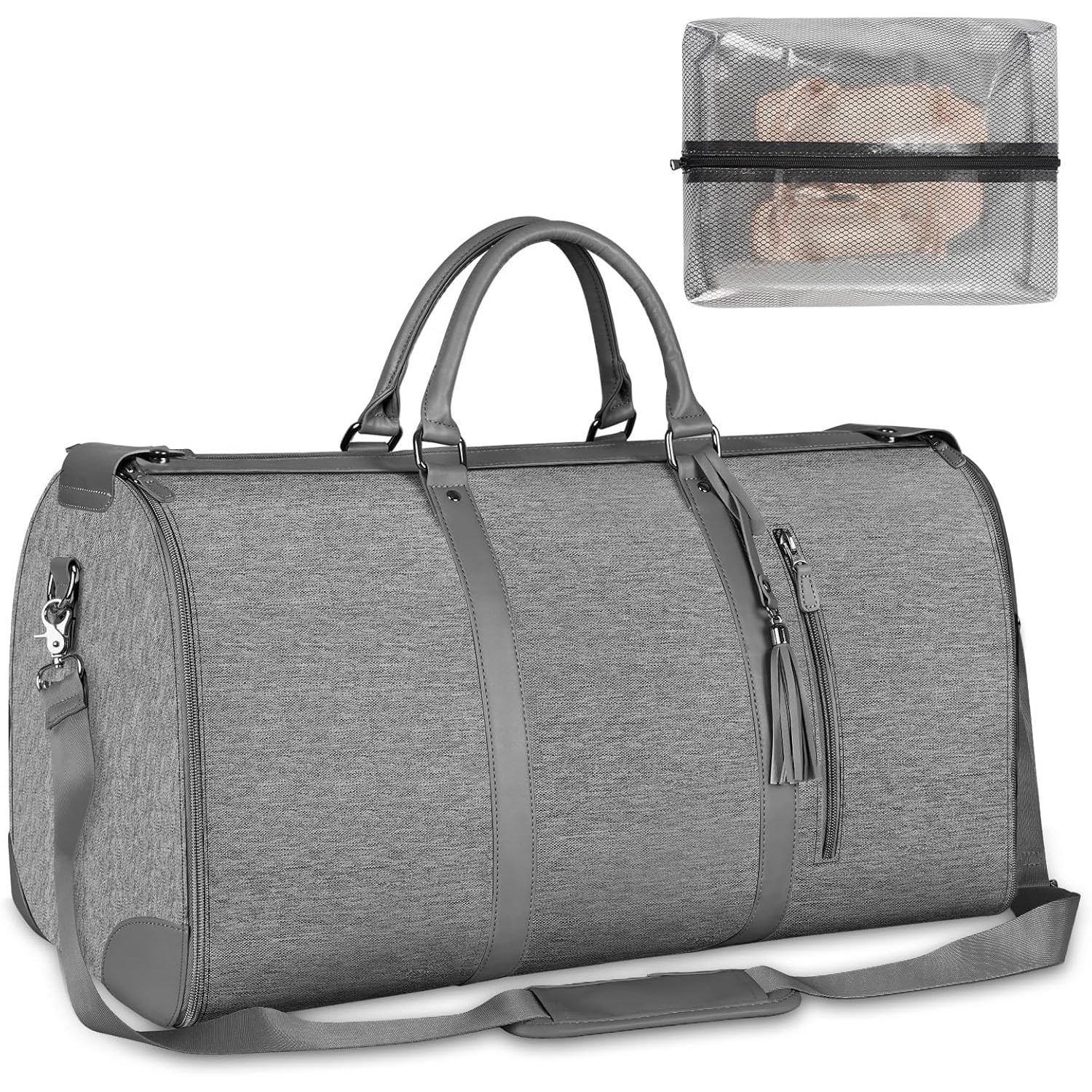 Buy now Ytonet Garment Duffle Bags for Travel, Convertible Carry On Garment Bag for Women, Large PU Leather Foldable Travel Bag with Shoe Pouch, 2 in 1 Hanging Suitcase Dress Suit Travel Bags, Pink Grey Tote at indiglob india