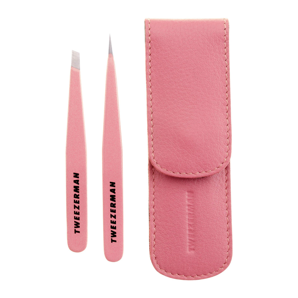 Tweezerman Exclusive Petite Tweeze Set for Eyebrows with Case Tea Rose