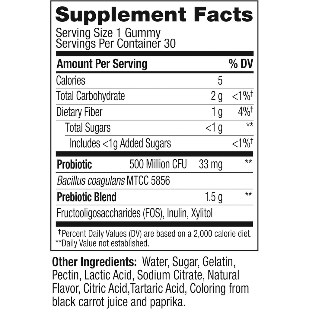 Buy now OLLY Probiotic + Prebiotic Gummy, Digestive Support and Gut Health, 500 Million CFUs, Fiber, Adult Chewable Supplement for Men and Women, Peach, 30 Day Supply - 30 Count at indiglob india