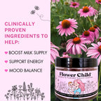 Flower Child Breastfeeding Gummies for Milk Production with Organic Moringa, Milk Thistle, Choline & DHA, Lactation Supplement Postnatal Recovery Vitamins, Fenugreek Free, Vegan, 60 Count