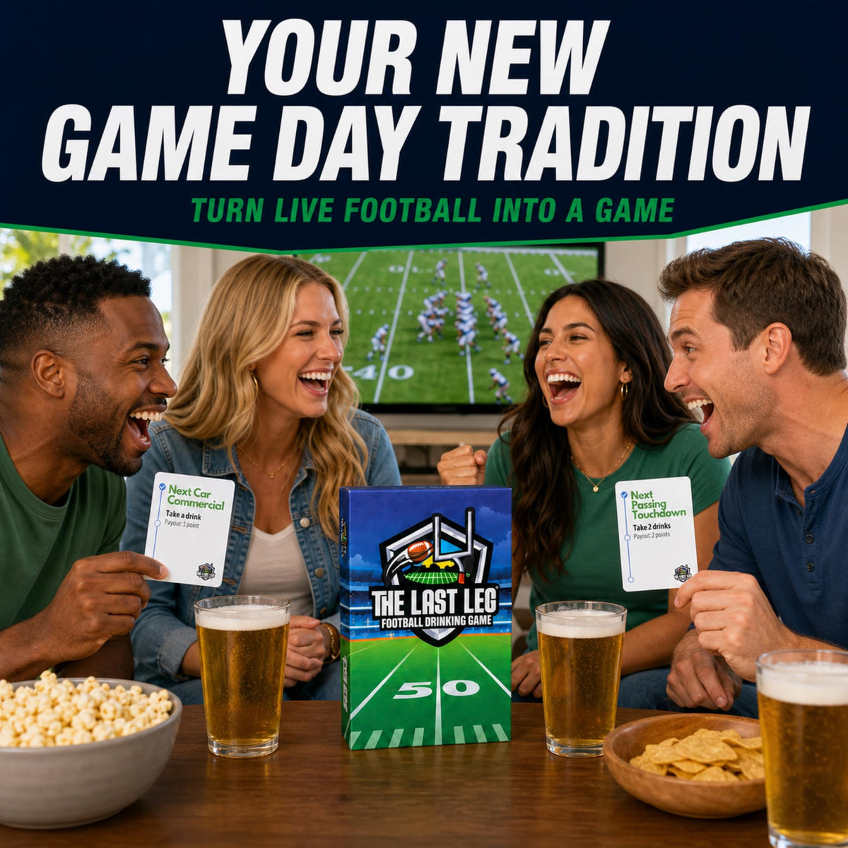 Beer Pressure The Last Leg - Live Football Drinking Game. Perfect for Game Days, Tailgates, Parties, and Pre Games.