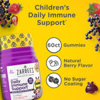 Zarbee's Kids Elderberry Immune Support Gummies, No Sugar Coating, 60 ct | For Ages 2+ Years, No Sugar Coating, Vitamins C D3 & Zinc, Elderberry, Supports Healthy Immune System, No Artificial Flavors