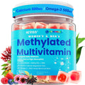Methylated Multivitamin for Women & Men Gummies w/ Omega-3, Calcium, D3 K2, Methylfolate & B12, TMG, Daily Vitamins, Mag, CoQ10, Probiotic for 18 30 40 50 60 70+, Overall Health - Vegan, Sugar Free