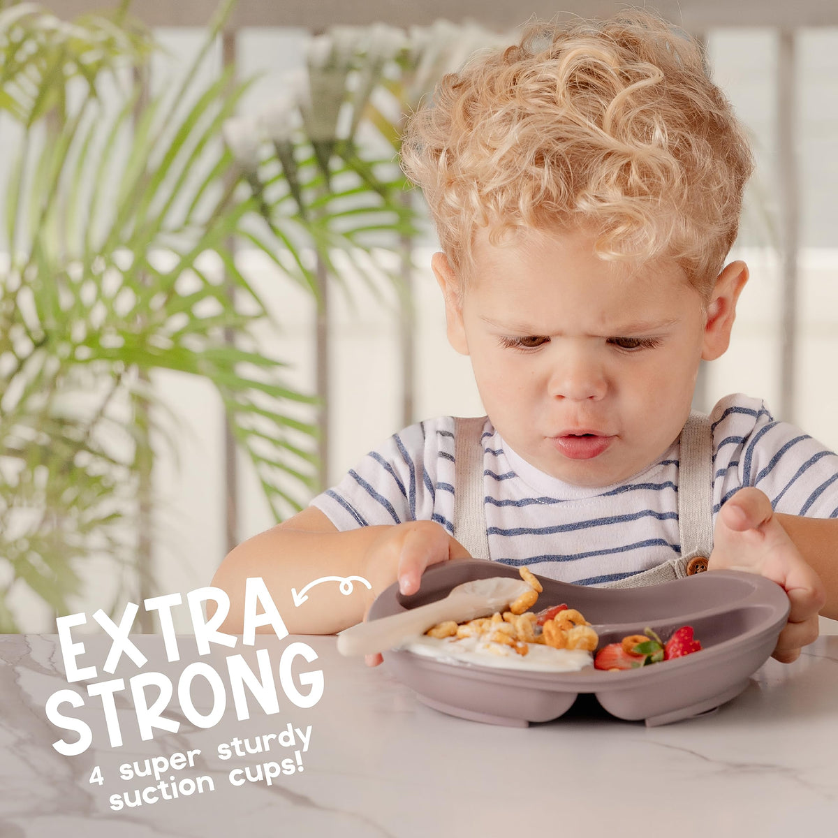 ChériKid Toddler Plates with Suction, Silicone Suction Plates for Baby