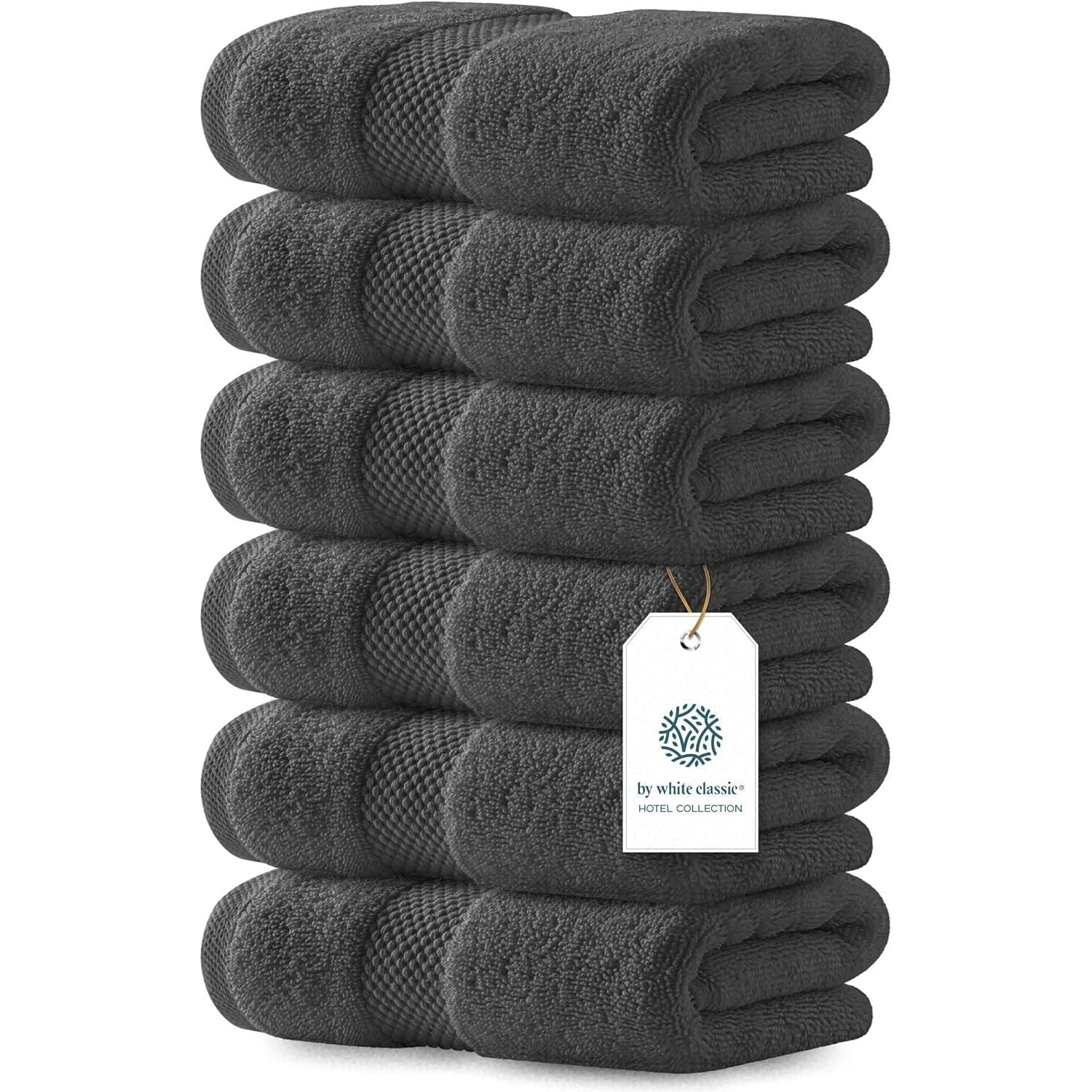 Buy now Luxury White Hand Towels - Soft 100% Turkish Cotton | Highly Absorbent Hotel spa Bathroom Towel Collection | 16x30 Inch | Set of 6 07: Charcoal Gray at indiglob india