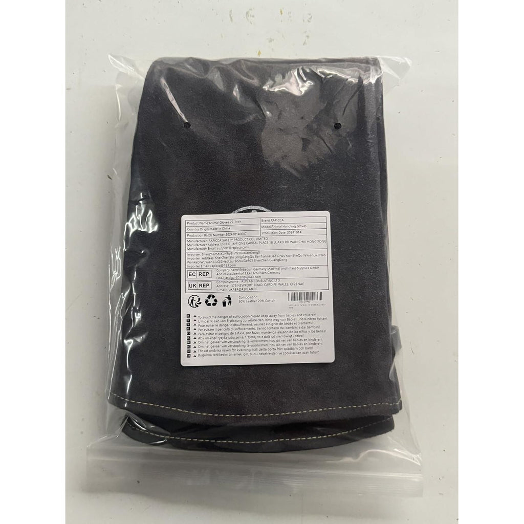 Buy now RAPICCA Animal Handling Gloves Bite Proof Reinforced Leather Padding Dog,Cat Scratch,Bird Handling Falconry Gloves Grabbing,Reptile Squirrel Snake Bite 22in Grey-Black at indiglob india