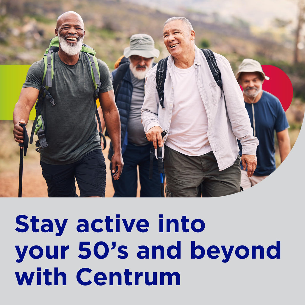 Centrum Silver Men's 50+ Multivitamin with Vitamin D3, B-Vitamins, Zinc for Memory and Cognition - 200 Tablets | Contains Vitamins D3, E, B6, and B12, Gluten Free, Non-GMO Ingredients, GLP-1 Support