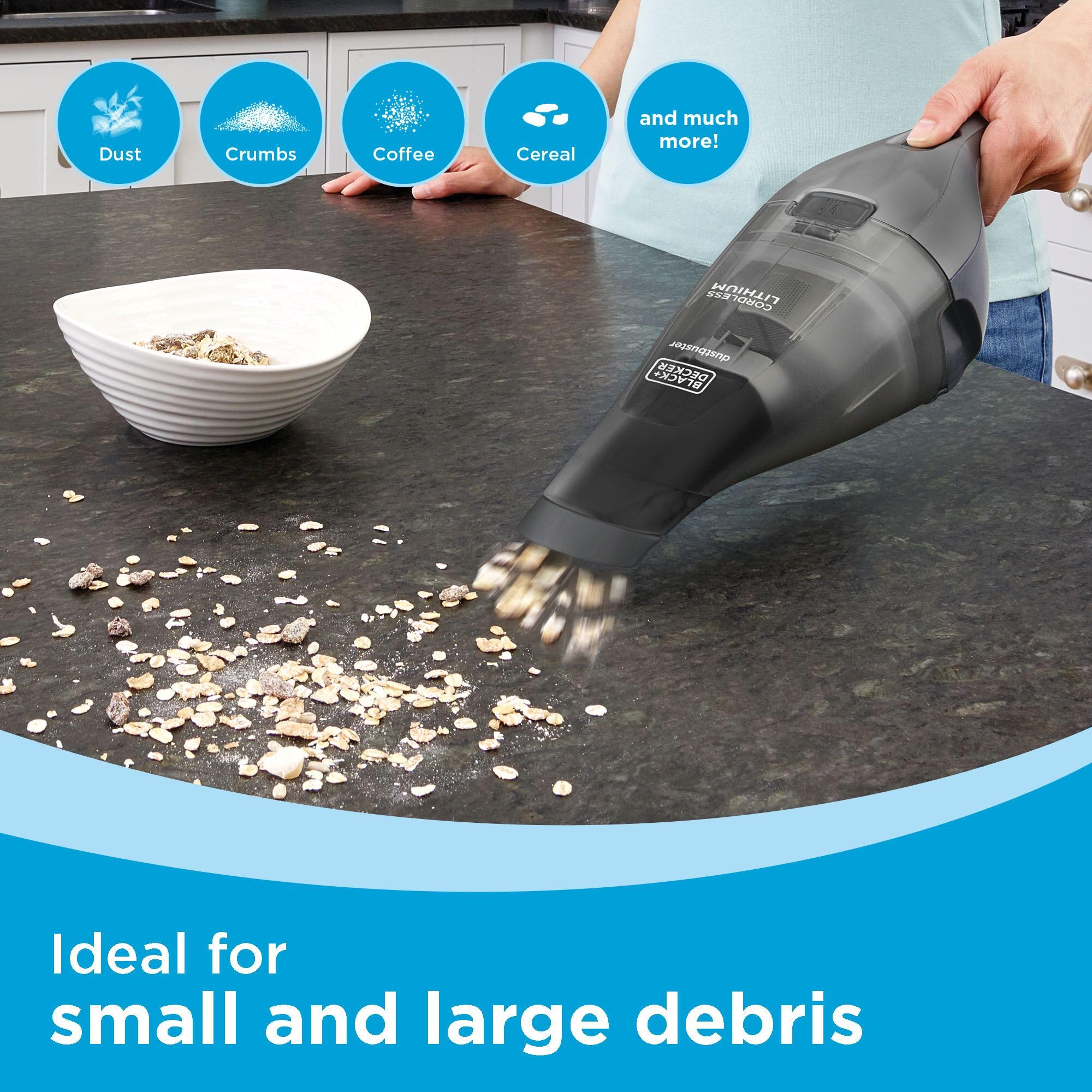 Buy now BLACK+DECKER dustbuster Handheld Vacuum, 8V Cordless, Hand Vacuum for Quick Cleanup with Crevice Tool and Washable Filter (HNVC220BCZ01) at indiglob india