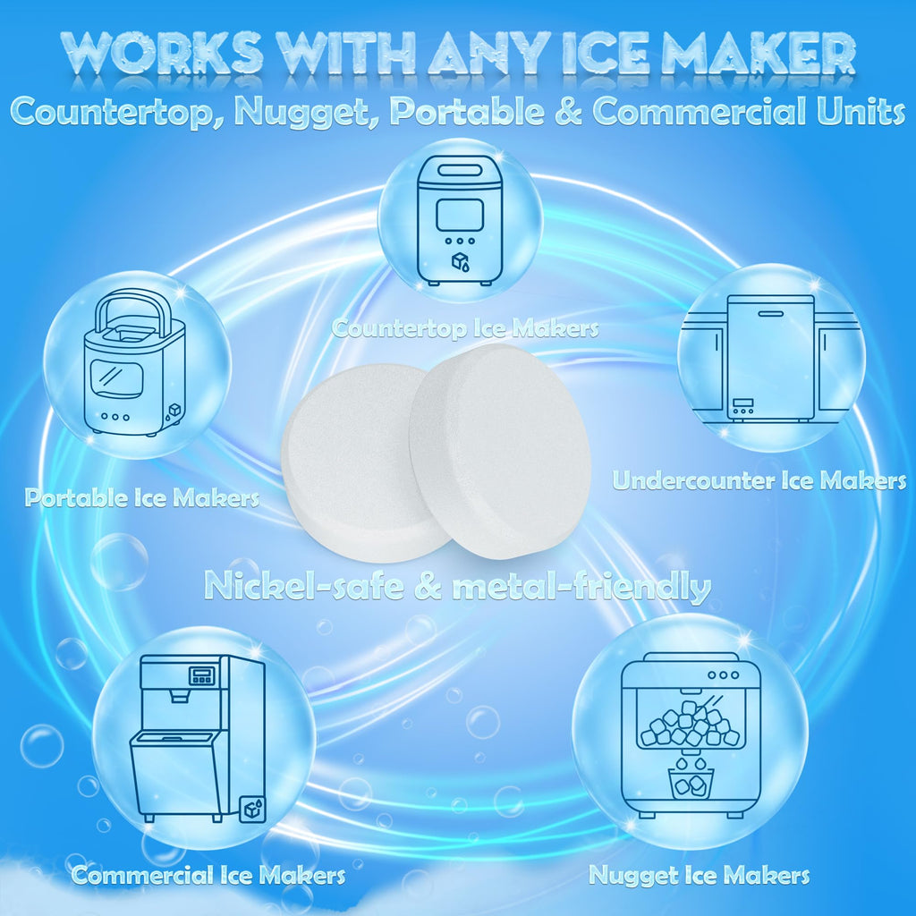 Ice Machine Cleaner Tablets – Ice Maker Cleaner & Descaler for Countertop, Nugget & Commercial Units – Citric Acid–Based – 36 Tablets (Up to 1.5-Year Supply) – Removes Limescale & Odors