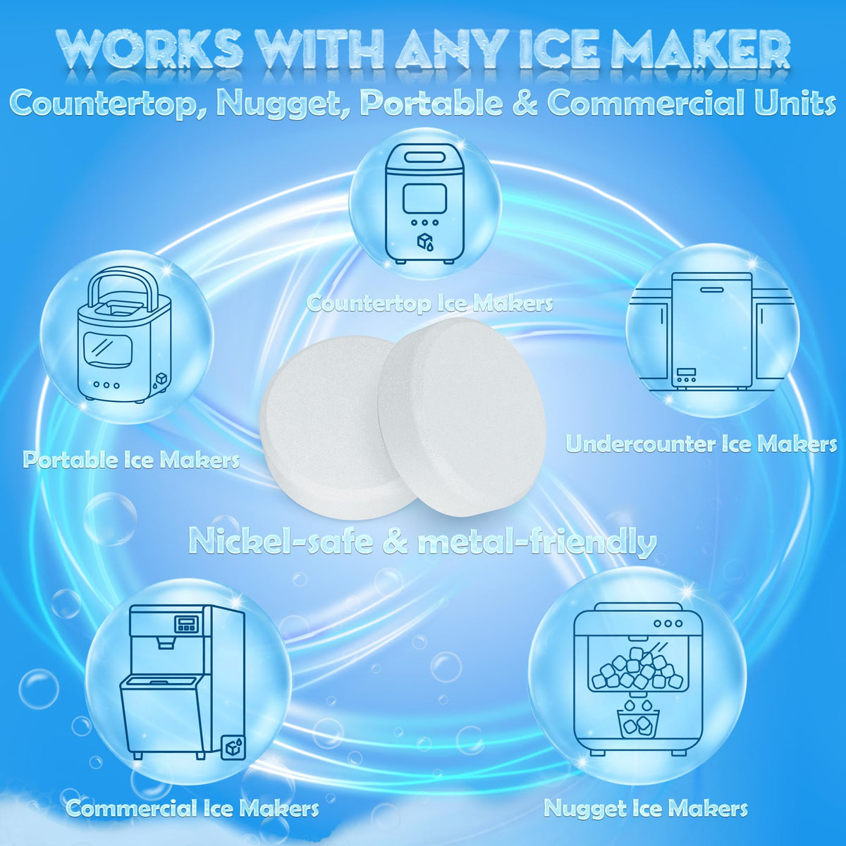 Ice Machine Cleaner Tablets – Ice Maker Cleaner & Descaler for Countertop, Nugget & Commercial Units – Citric Acid–Based – 36 Tablets (Up to 1.5-Year Supply) – Removes Limescale & Odors