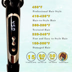 abp 3/4 Inch Extra Long Barrel Curling Iron with Clamp Instant Heat to 450F | Ceramic Coating with LCD Display, 0.75 Inch Hair Style Tools for Short/Medium Hair, Designed for Women & Girls
