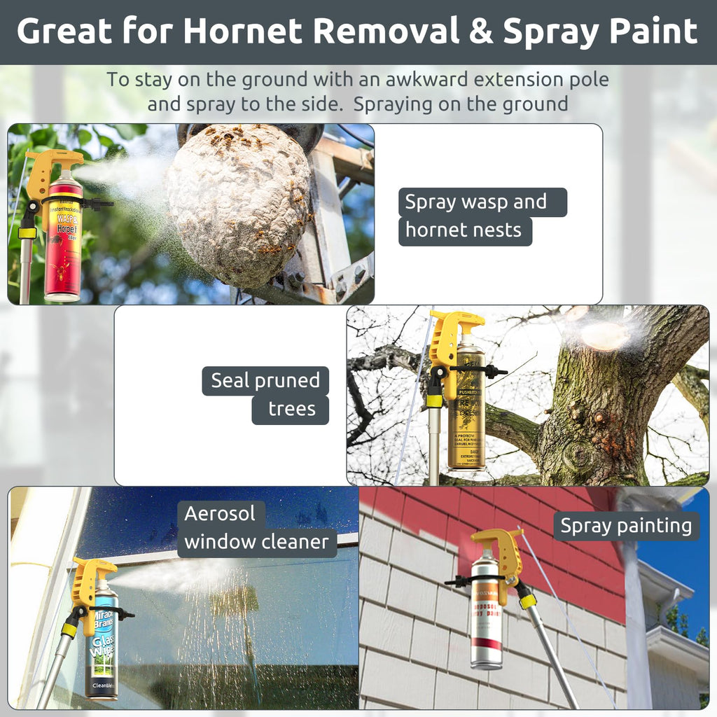 Spray Can Extension Pole Adaptor, Sprayer Adaptor for Aerosol Can and Powder Duster, Adjustable Angle, Perfect for Wasp & Hornet Spray, Dusting Carpenter Bees or Dusting Gardens, Fruit Trees.