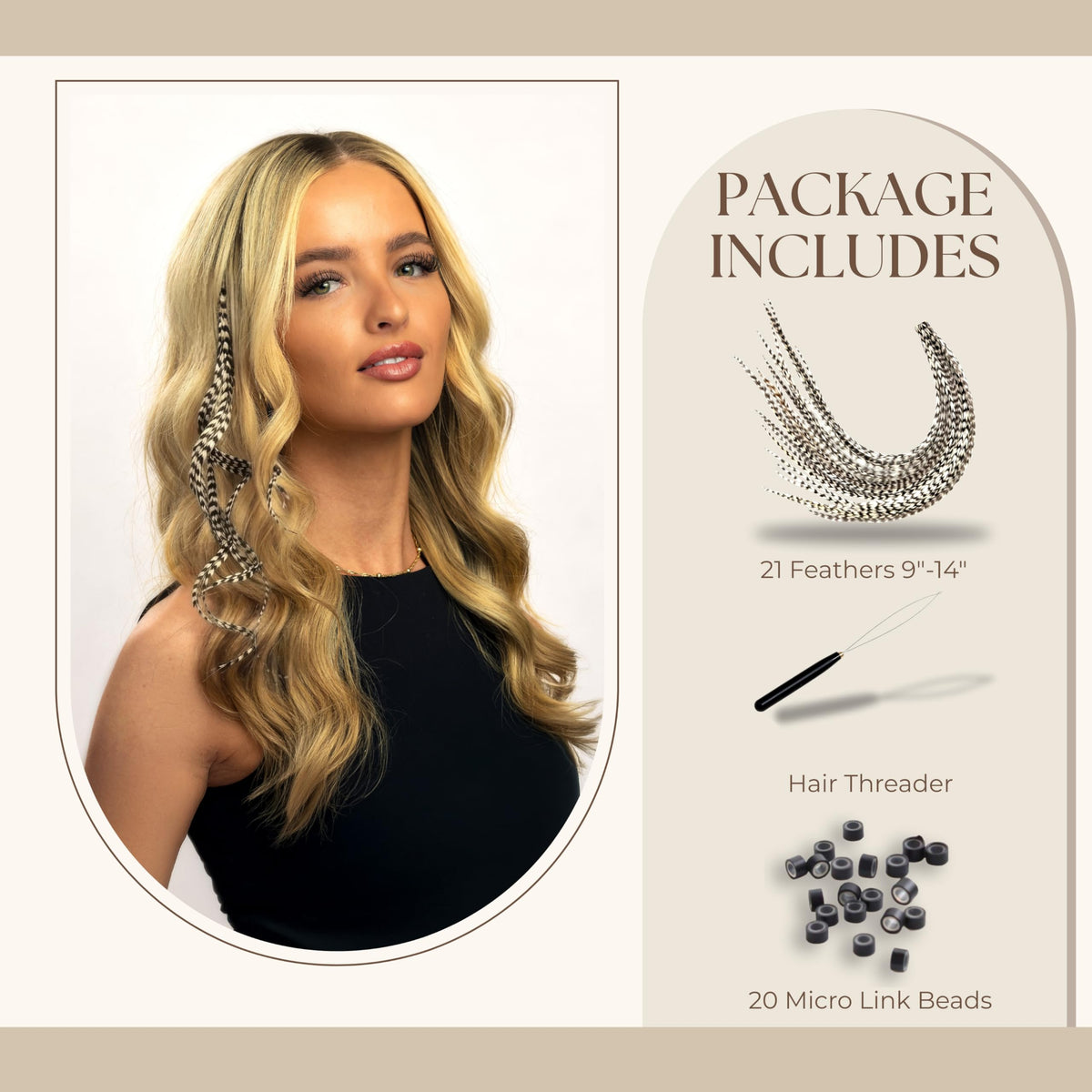 Shop 21 natural color hair extensions, 9''-14'', includes hair threader and micro link beads. Available for order now.