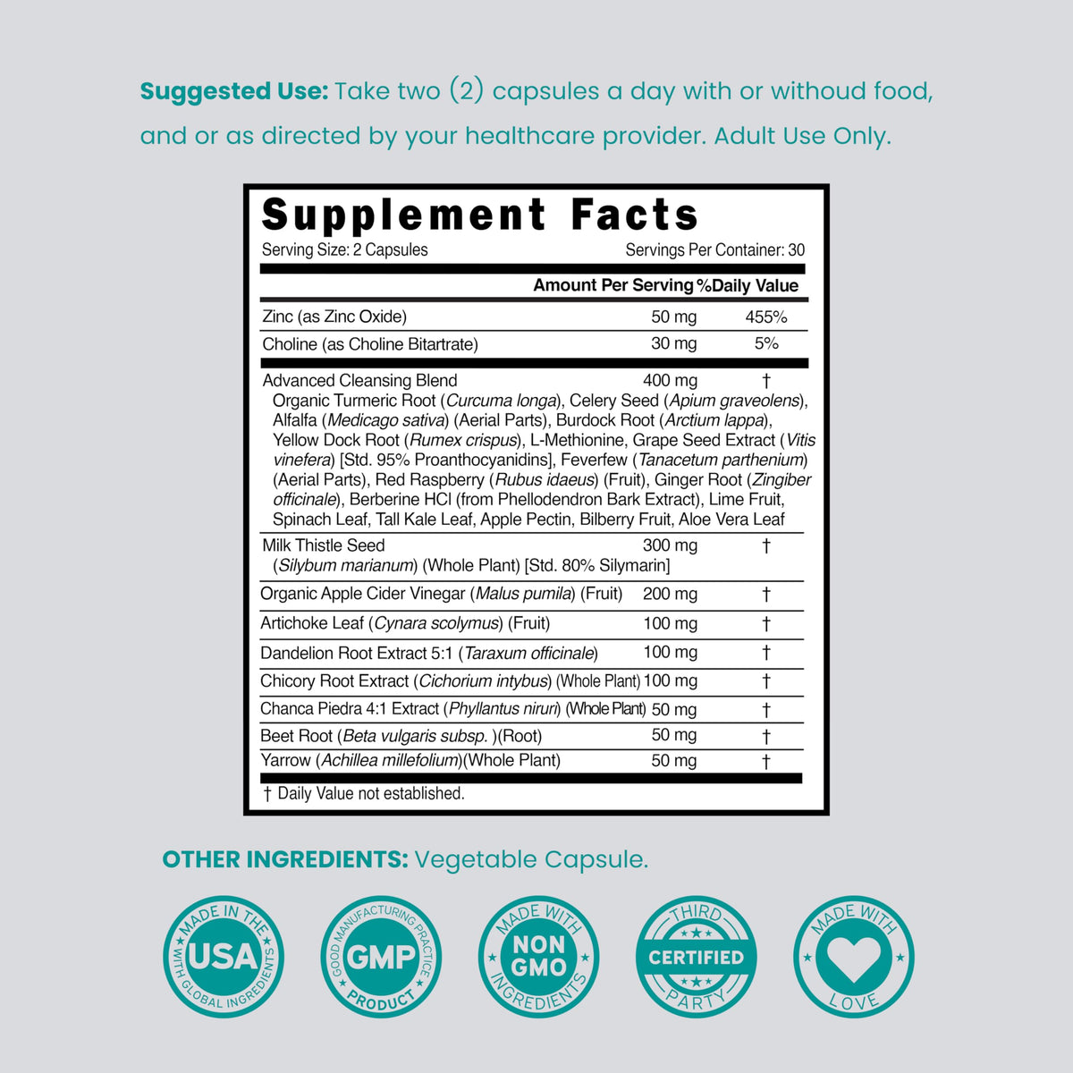 Liver Cleanse Detox & Repair 27 in 1 Formula - Milk Thistle, Dandelion Root, Turmeric, Artichoke Extract & More - Liver Detox Support Supplement - 3rd Party Tested, Vegan Safe & USA Made (60 Count)