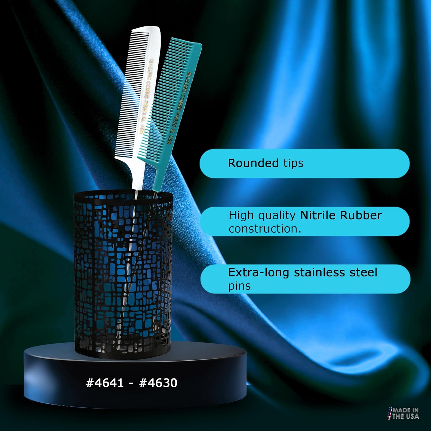 Buy now Allegro XL Pintail Rat Tail & Parting Combs - Metal Tail Foiling & Pin Combs (2 Pc. AQUA & WHITE) at indiglob india