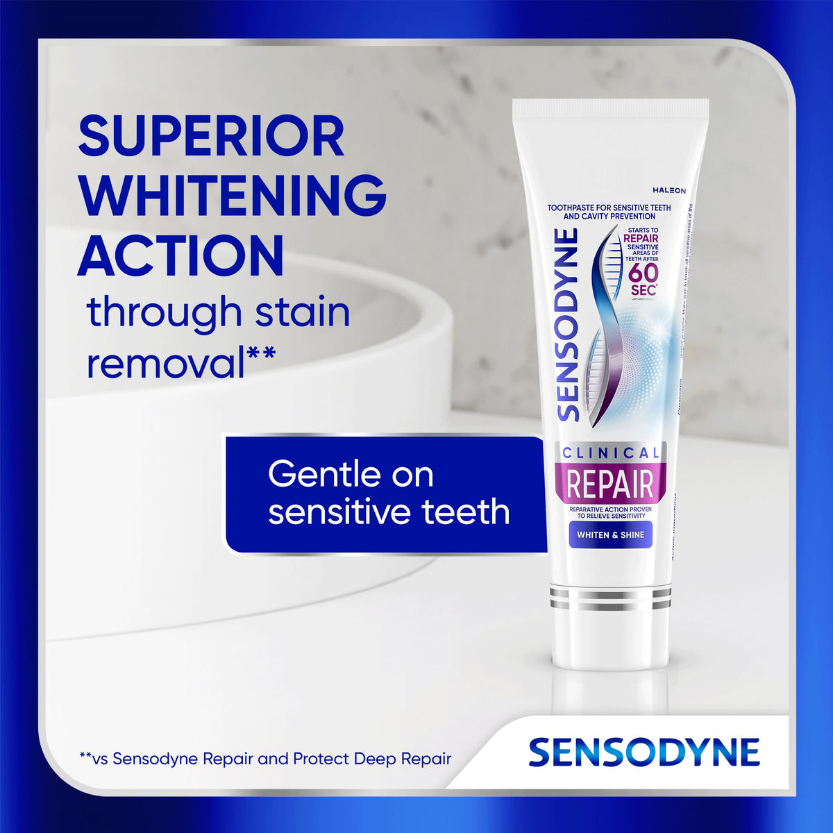 Sensodyne Clinical Repair Whiten & Shine Toothpaste, 3.4 oz (3 Pack)