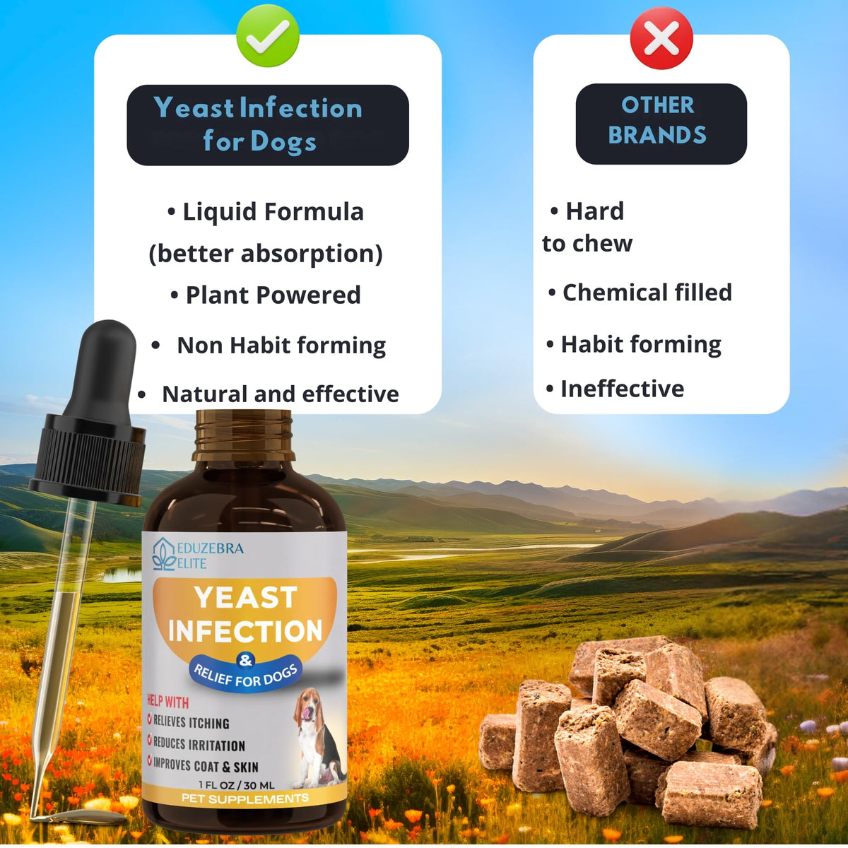 Yeast Infection Treatment for Dogs Ear, Paws, Skin - All Breeds and Sizes