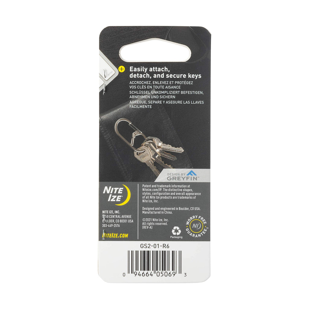Nite IZE GS2-01-R6 G-Series Dual Chamber Carabiner, Size #2 1-Pack, Black