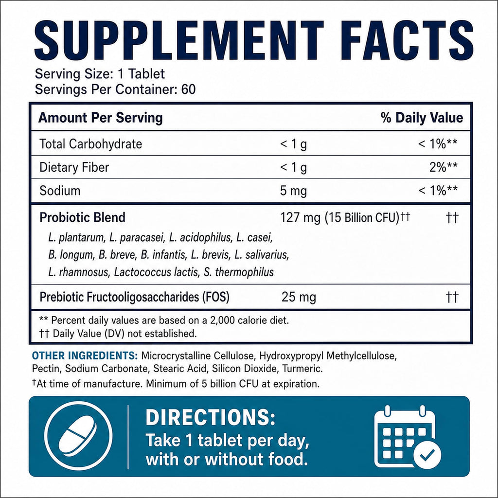 Balance ONE Probiotic for Women & Men, 15 Billion CFU, 12 Strains, 60 Count | Time Release Tablets, Gut Health, Digestive Health, Gas & Bloating Support, 60-Day Supply, 15x More Survival Than Capsules
