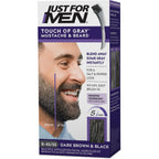 JUST FOR MEN Touch of Gray Mustache & Beard, Dark Brown & Black (1 Pack) | Touch of Gray Mustache & Beard dark brown/black instantly blends away gray for subtle salt & pepper look. Easy application.