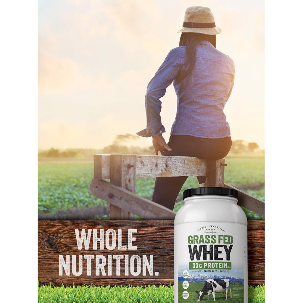 Carlyle Grass Fed Whey Protein Powder | 2lb | 33g of Protein Per Serving | Unflavored | Sugar and Hormone Free | Non-GMO and Gluten Free Supplement | By Herbage Farmstead