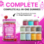 Clean Nutra Vaginal Probiotic Gummies for Women Cranberry Digestive Enzymes D Mannose Womens Probiotic Dmannose Horsetail Bromelain Chicory Fiber Feminine Care Prebiotics Inulin Papaya Enzyme Gummy