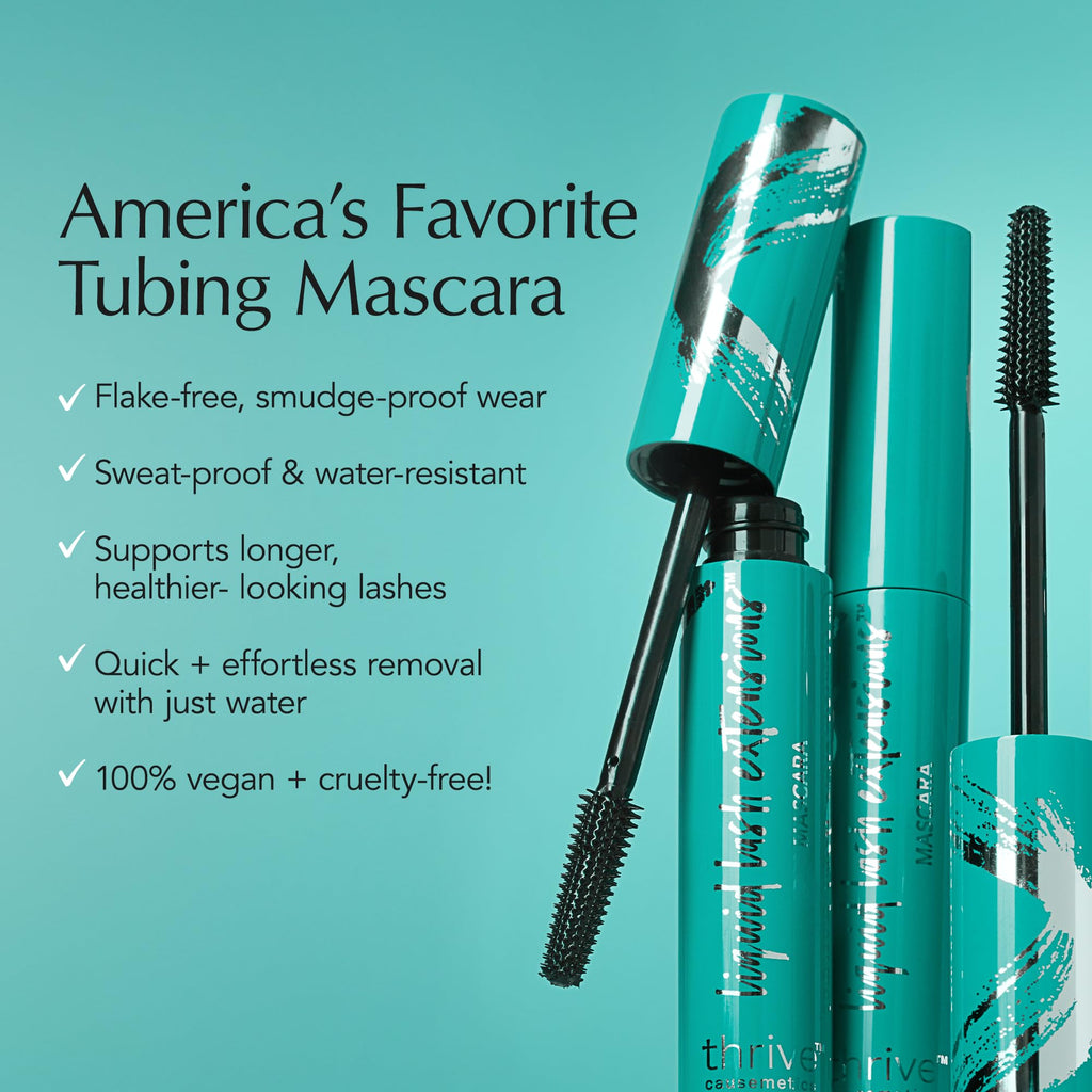 Thrive Causemetics Liquid Lash Extensions Mascara, Brown Black Shade | Tubing Formula Lengthens, Volumizes & Curls, Smudge Proof, Washable, No Clumping or Flaking, Cruelty Free, Crystal Shade