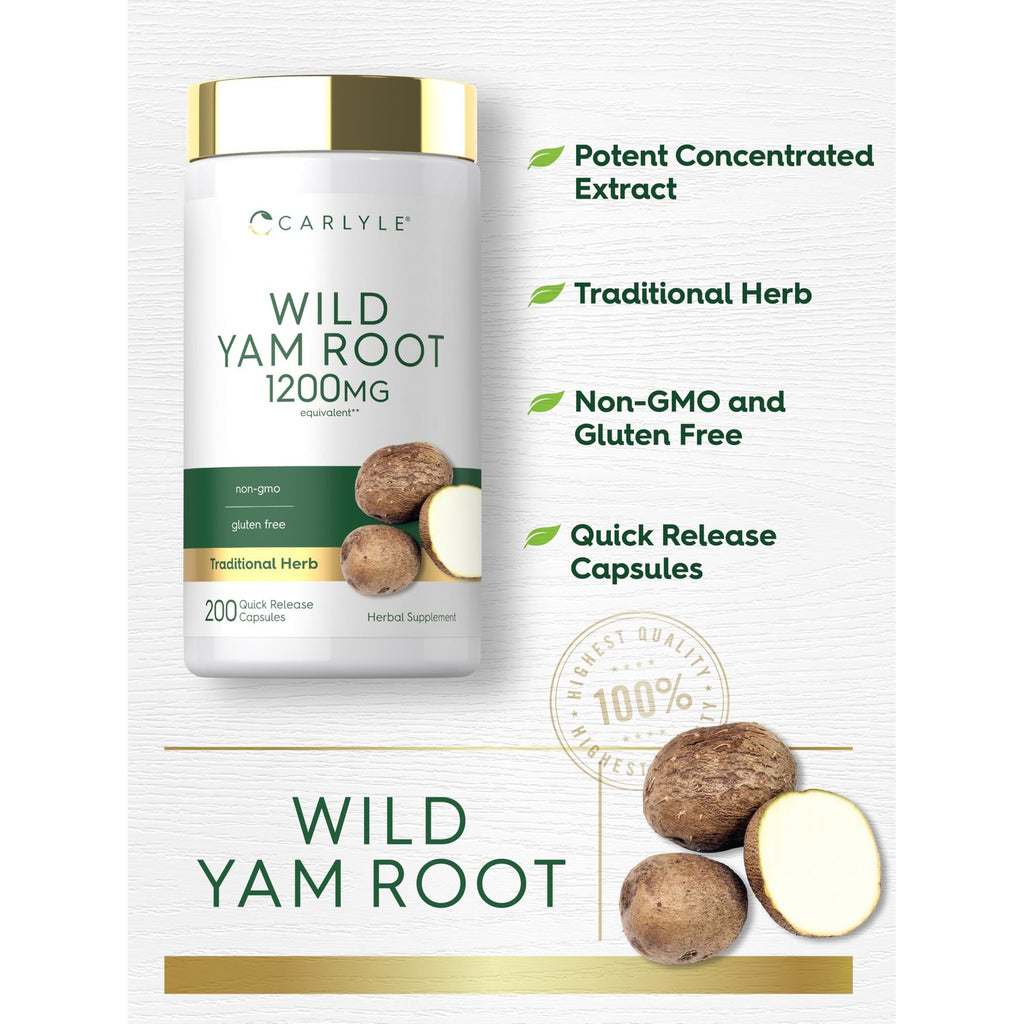 Carlyle Wild Yam Root Capsules | 200 Count | Traditional Herbal Extract