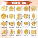 Draupnir Wax Seal Stamp Kit, 21pcs Vintage Classic Sealing Wax Stamp Heads with Wooden Handle, Gold, Ideal for Wedding, Party Invitations, Gift Wrapping