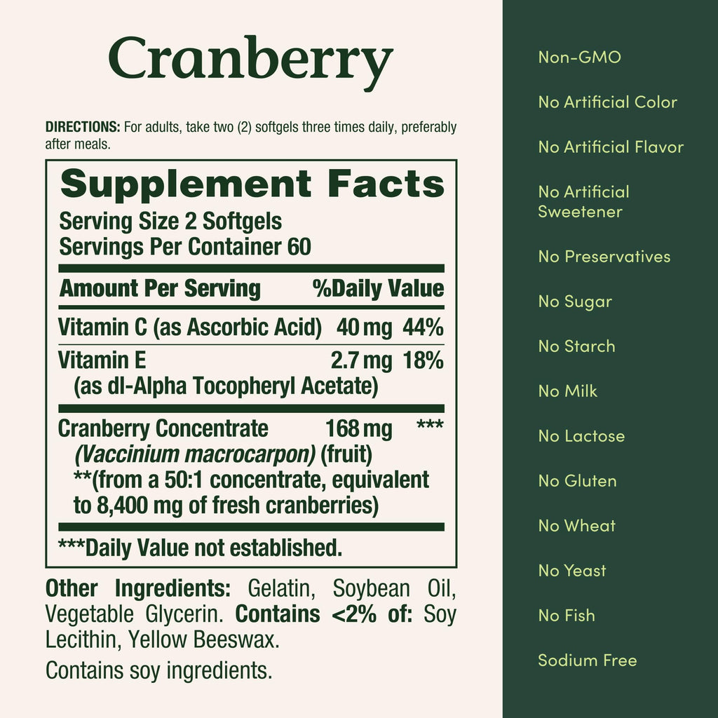 Nature's Bounty Cranberry Pills Urinary Tract, 120 Softgels | Urinary Tract Health, With Concentrate & Vitamin C
