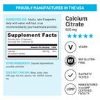 NatureWise Calcium Citrate 500mg Capsules - Supplement for Bone Health - Easy to Digest & Absorb - Vegan, Non-GMO, Gluten-Free - 90 Count[30-Day Supply]