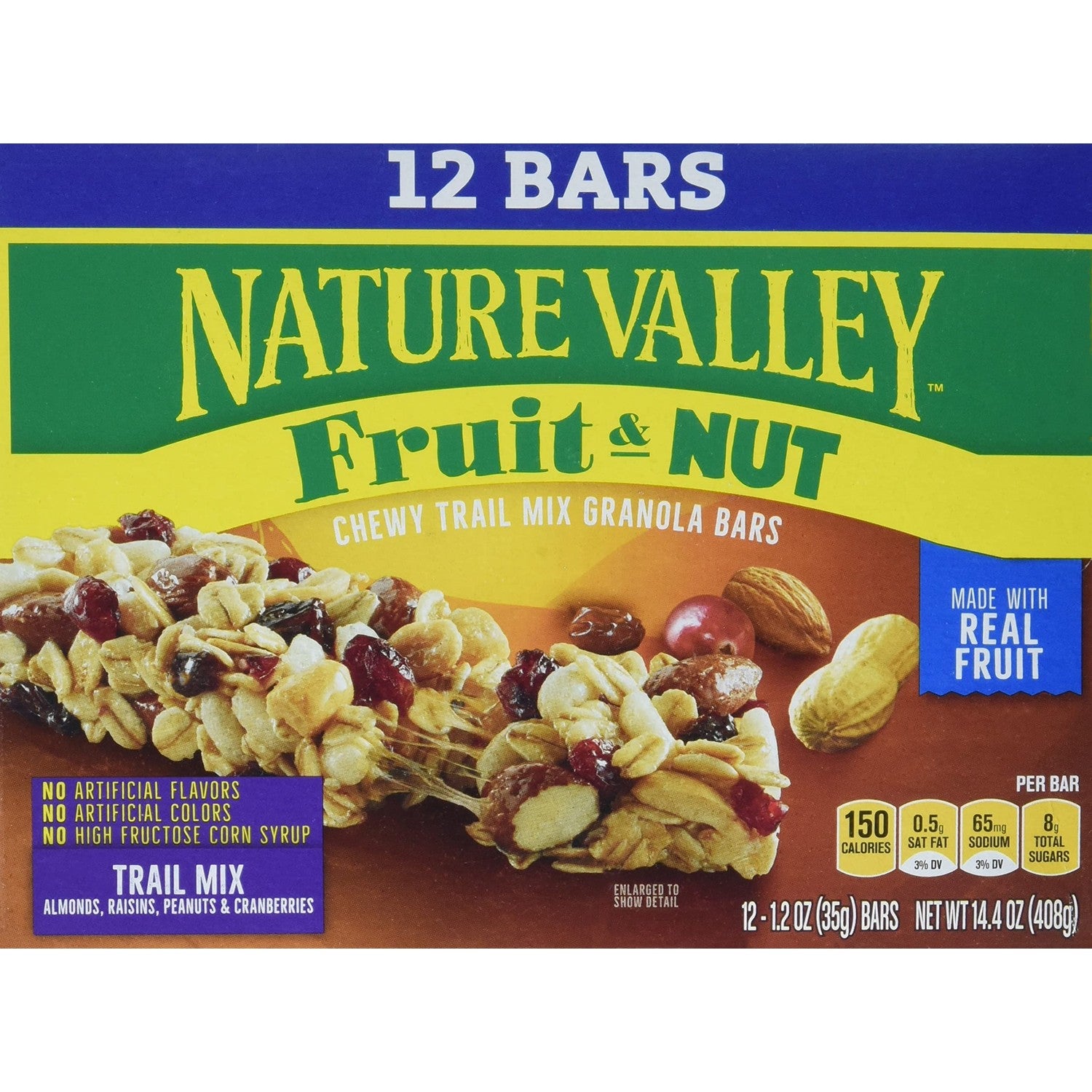 Buy now Nature Valley Chewy Fruit & Nut Trail Mix Granola Bars, Almond Raisin & Cranberry with Whole Grain Oats, No Artificial Flavors or Colors, No High Fructose Corn Syrup, On-the-Go Snack, 15 Bars 18 oz Trail Mix 1 Count (Pack of 12) at indiglob india