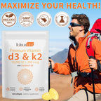 Vitamin D3 K2 Supplement Softgel, Vitamin D3 K2 Softgel with 10000 IU Supports Immune, Heart, Teeth & Bone Health, Free of GMO, Gluten, Soy, 120 Softgels