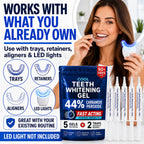 Teeth Whitening Gel with Trays 44% Carbamide Peroxide 5 Syringes - 50+ Uses