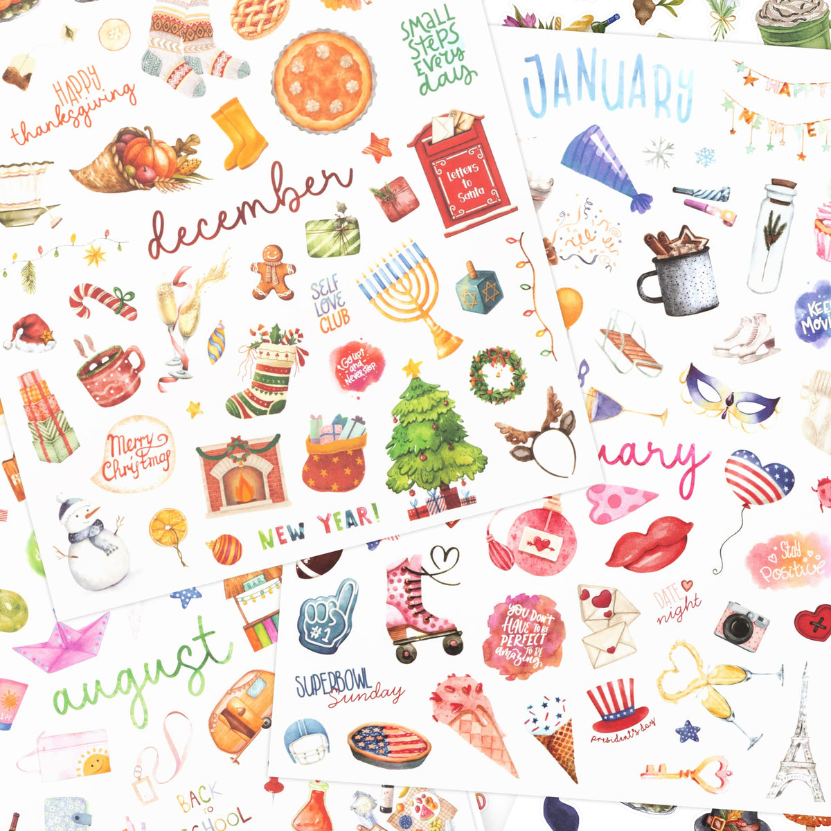 Aesthetic Monthly Planner Stickers - Holiday Sticker Set for Your Calendar