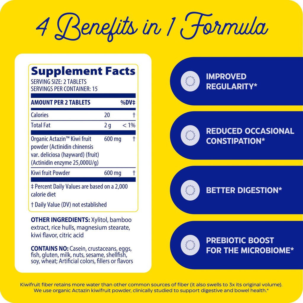 Enzymedica Kiwi Regularity, Daily Digestion Support - 30 Chewable Tablets